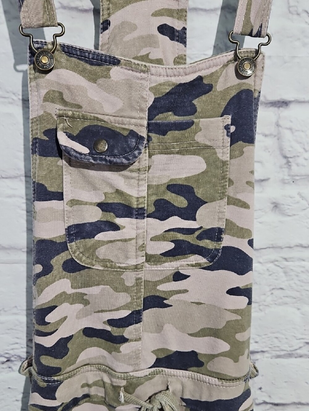 Wallflower Camouflage Overalls in Olive, Navy & Beige - Picture 2 of 10